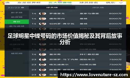 足球明星中锋号码的市场价值揭秘及其背后故事分析