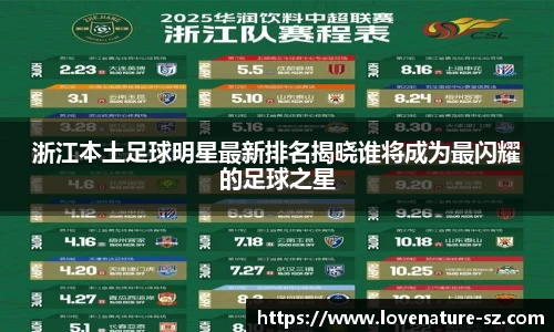 浙江本土足球明星最新排名揭晓谁将成为最闪耀的足球之星
